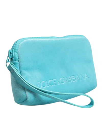 Dolce & Gabbana Light Blue Solid Logo Clutch Sunglasses Holder Pouch Women's Bag In Blue