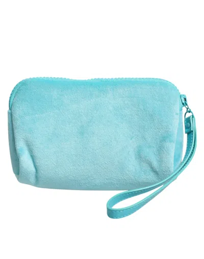 Dolce & Gabbana Light Blue Solid Logo Clutch Sunglasses Holder Pouch Women's Bag In Blue