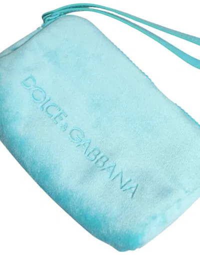 Dolce & Gabbana Light Blue Solid Logo Clutch Sunglasses Holder Pouch Women's Bag In Blue