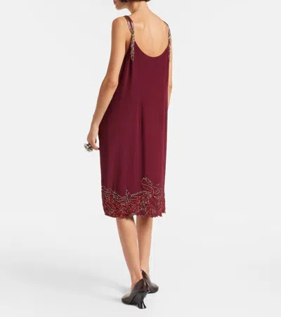 Dries Van Noten Womens Burgundy Denta Embellished Silk Mini Dress In Burgundy
