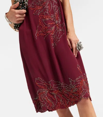 Dries Van Noten Womens Burgundy Denta Embellished Silk Mini Dress In Burgundy