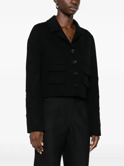 Ermanno Firenze Embroidered Cropped Jacket In Black