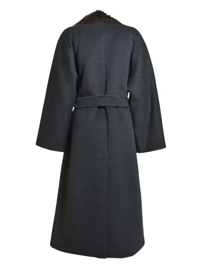 Weekend Max Mara Belted Coat In Gray