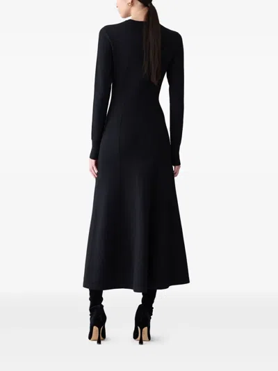 Carolina Herrera Chrysanthemum Embroidered Long Sleeve Jersey Midi Dress In Black