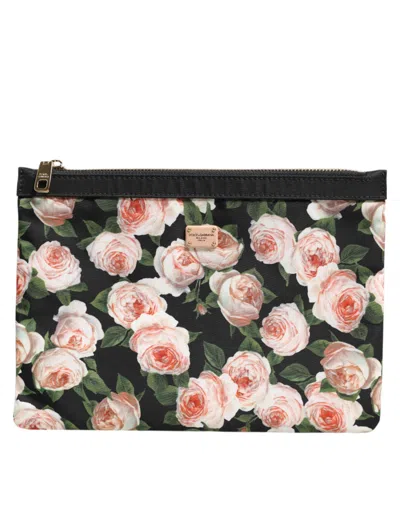 Dolce & Gabbana Multicolor Floral Dg Plaque Clutch Women Pouch Borse Women's Bag In Multi