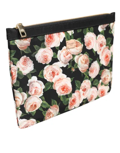 Dolce & Gabbana Multicolor Floral Dg Plaque Clutch Women Pouch Borse Women's Bag In Multi
