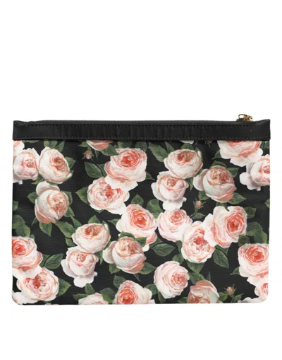 Dolce & Gabbana Multicolor Floral Dg Plaque Clutch Women Pouch Borse Women's Bag In Multi