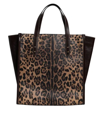 Dolce & Gabbana Multicolor Leopard Shopping Tote Shoulder Womenborse Women's Bag In Multi