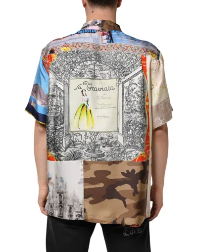 Pre-owned Dolce & Gabbana Multicolor Printed Casual Short Sleeve Men's Shirt ()