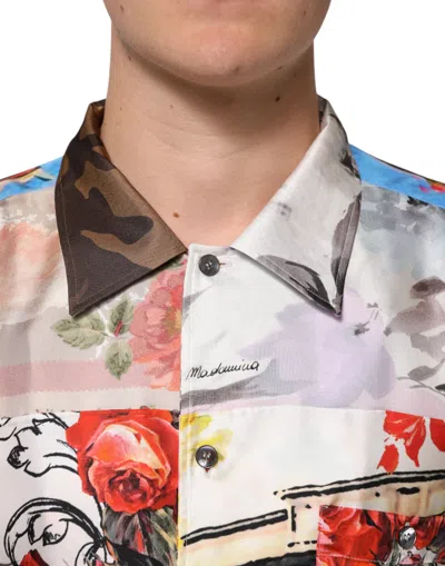 Pre-owned Dolce & Gabbana Multicolor Printed Casual Short Sleeve Men's Shirt ()