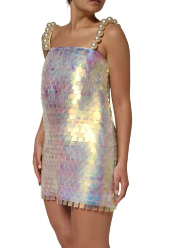Dolce & Gabbana Multicolor Sequin Holographic Mini  Dress In Multi