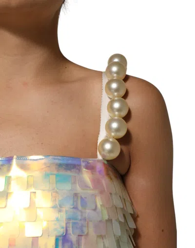 Dolce & Gabbana Multicolor Sequin Holographic Mini  Dress In Multi