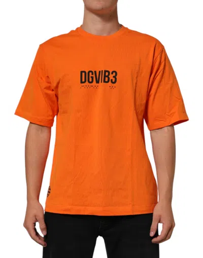 Pre-owned Dolce & Gabbana Orange Dgvib3 Crew Neck Short Sleeves Men's T-shirt ()