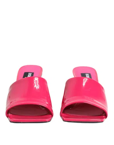 Dolce & Gabbana Pink Open Toe Block Heel Mules Sandals Women's Shoes In Pink