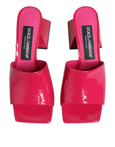 Dolce & Gabbana Pink Open Toe Block Heel Mules Sandals Women's Shoes In Pink