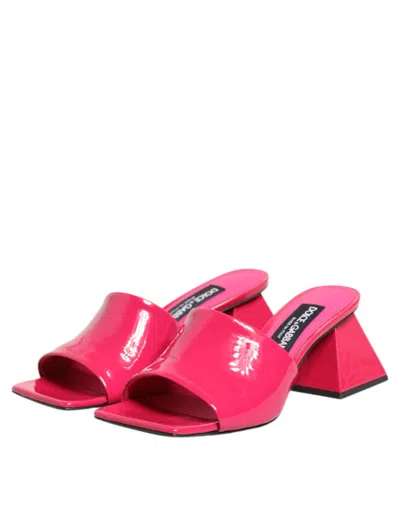 Dolce & Gabbana Pink Open Toe Block Heel Mules Sandals Women's Shoes In Pink