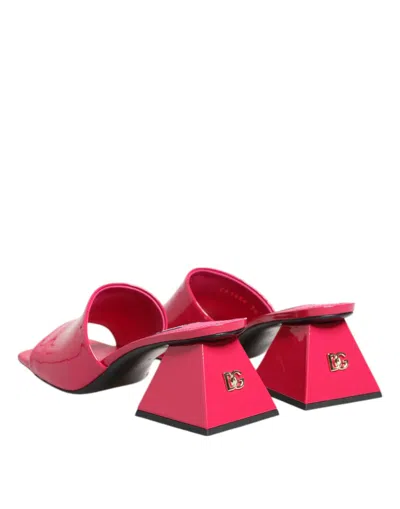 Dolce & Gabbana Pink Open Toe Block Heel Mules Sandals Women's Shoes In Pink