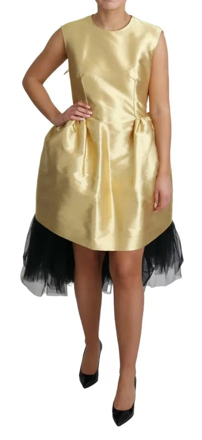 Pre-owned Dolce & Gabbana Polyester Gold Sleeveless A-line Tulle Women's Dress () In Multi
