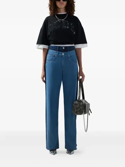 Gcds Split-hem Panelled Denim In Blue