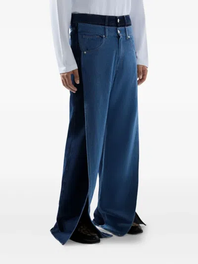 Gcds Split-hem Panelled Denim In Blue