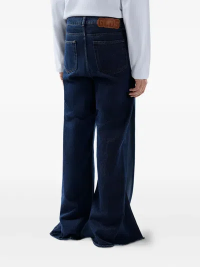 Gcds Split-hem Panelled Denim In Blue