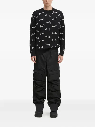 Andersson Bell Ruched Cargo Trousers In Black