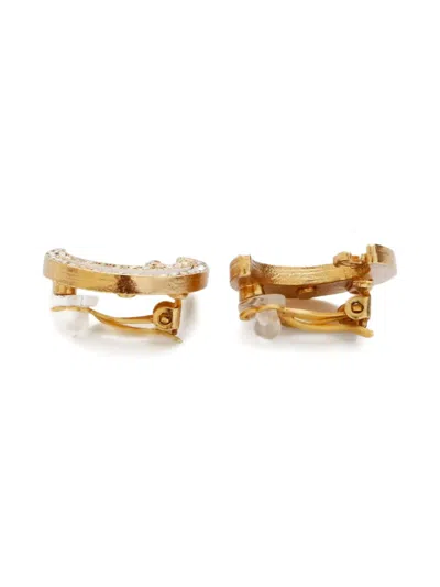 Pre-owned Chanel 2001 Moon Cc Mark Earrings In Gold