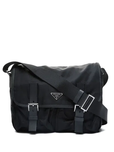 Pre-owned Prada 1990s Buckle Crossbody Bag In Black