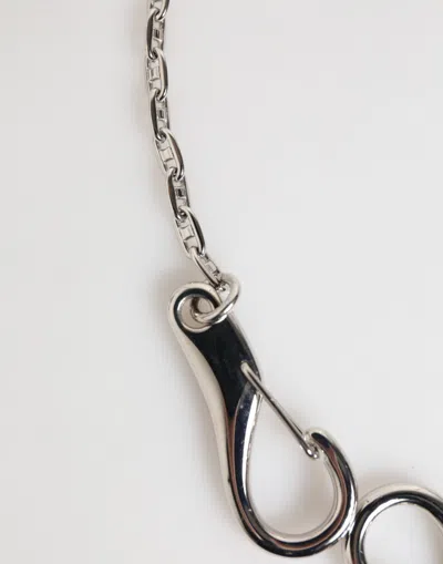 Dolce & Gabbana Silver Dg Logo Key Holder Keychain Bag Charm Men's Keyring In Metallic