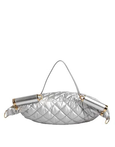 Pre-owned Dolce & Gabbana Silver Quilted Filled Crossbody Shoulder Women's Sicily Women's Bag ()