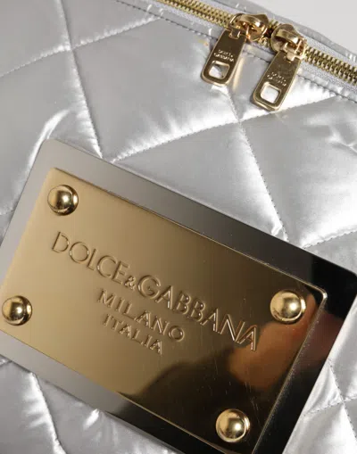 Pre-owned Dolce & Gabbana Silver Quilted Filled Crossbody Shoulder Women's Sicily Women's Bag ()