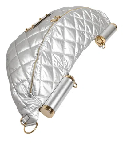 Pre-owned Dolce & Gabbana Silver Quilted Filled Crossbody Shoulder Women's Sicily Women's Bag ()