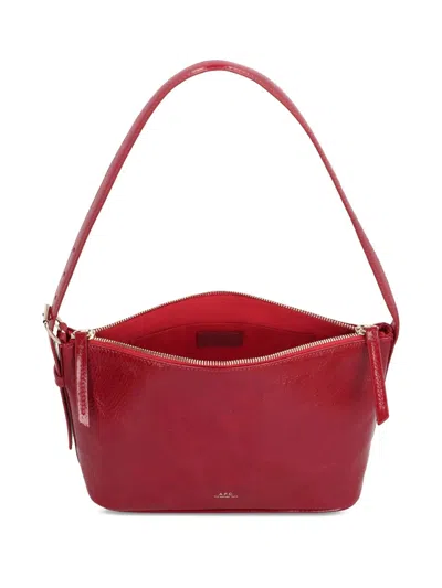 Apc A.p.c. Zippered Shoulder Bag With Top Handle In Red