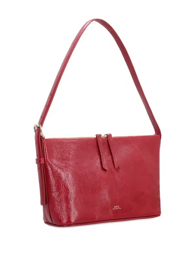 Apc A.p.c. Zippered Shoulder Bag With Top Handle In Red