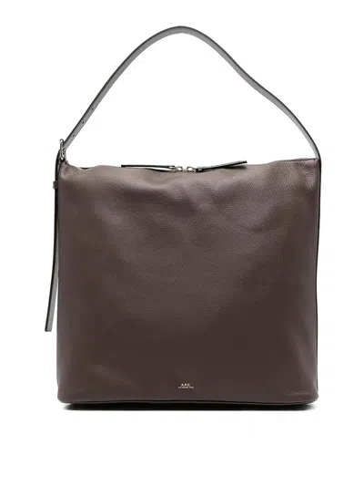 Apc Vera Leather Shoulder Bag In Brown