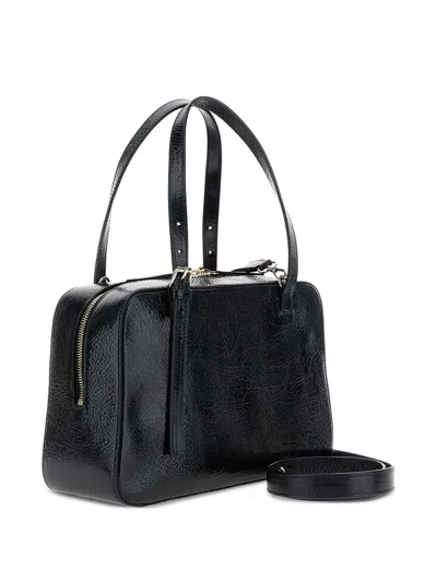 Apc Virginie Black Shoulder Bag With Removable Shoulder Strap And Front Logo In Leather Woman In Black