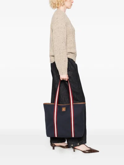 Bally Striped-panel Tote Bag In Blue