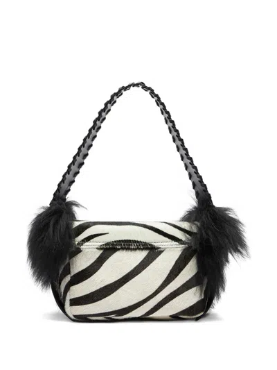 Blumarine Zebra Print Shoulder Bag In White