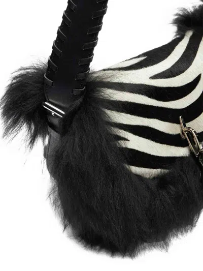 Blumarine Zebra Print Shoulder Bag In White