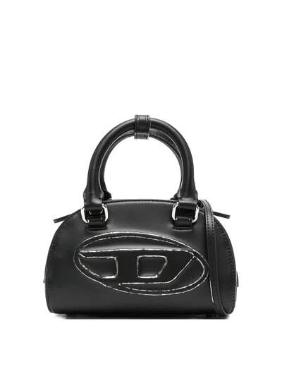 Diesel 1dr Dome-leather Bowling Bag In Black