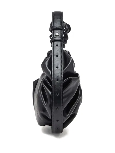 Diesel Grab-d L-large Scrunched Hobo Bag In Shiny Pu In Black