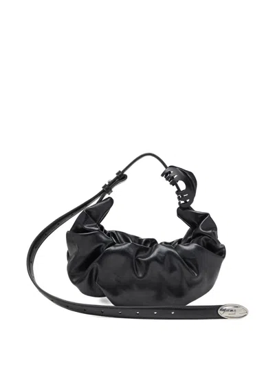 Diesel Grab-d L-large Scrunched Hobo Bag In Shiny Pu In Black