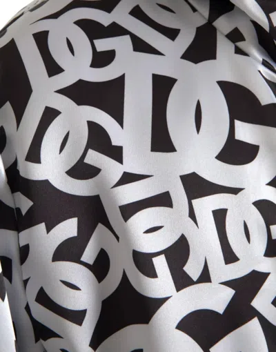 Pre-owned Dolce & Gabbana White Black Logo Hooded Full Zip Bomber Men's Jacket () In Multi