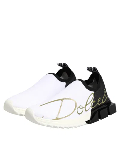Dolce & Gabbana White Black Low Top Sorrento Sneakers Women's Shoes In Blue