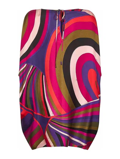 Pucci Iris Print Silk Short Kaftan Clothing In Multi