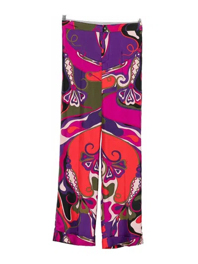 Pucci Printed Trousers With Elastic Waistband And Pockets In Multi