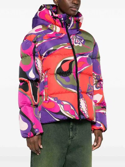 Pucci Abstract-print Puffer Jacket Clothing In Multi
