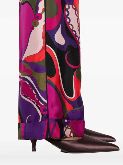 Pucci Printed Trousers With Elastic Waistband And Pockets In Multi