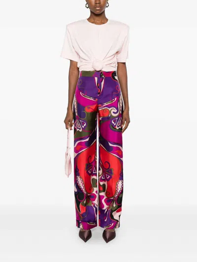 Pucci Printed Trousers With Elastic Waistband And Pockets In Multi