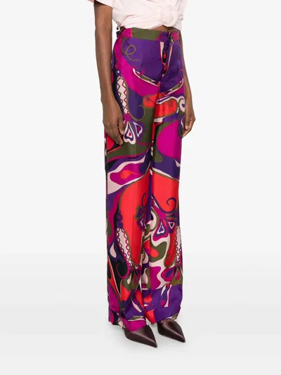 Pucci Printed Trousers With Elastic Waistband And Pockets In Multi
